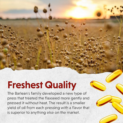 Barlean's Flaxseed Oil Softgels, Cold-Pressed Flax Seed Supplement with 1,650 mg ALA Omega-3 Fatty Acids, 1000mg, 100 ct