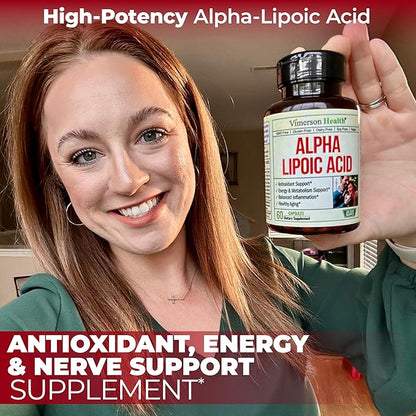 Alpha Lipoic Acid - ALA Nerve Support Supplement 650mg for Inflammation, Energy, Metabolism, Antioxidant & Aging Support. High Potency Alpha-Lipoic Acid - Vegan, Non-GMO. Made in the USA. 60 Capsules