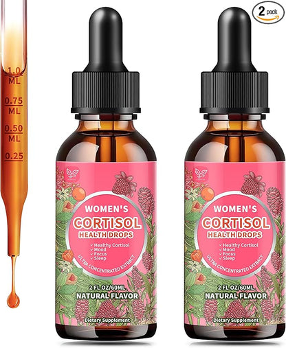 Cortisol Supplements for Women Liquid Drops,Cortisol Manager with Ashwagandha,L-theanine,Phosphatidylserine,Rhodiola Rosea for Mood Support,Adrenal Balance,Sleep,Vegan,Natural Flavor,4 Fl Oz