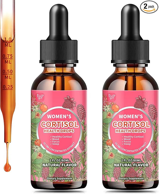 Cortisol Supplements for Women Liquid Drops,Cortisol Manager with Ashwagandha,L-theanine,Phosphatidylserine,Rhodiola Rosea for Mood Support,Adrenal Balance,Sleep,Vegan,Natural Flavor,4 Fl Oz