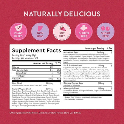 360 Nutrition Blends with Benefits Reds & Superfoods for Natural Antioxidants and Polyphenols, with Fruits & Veggies, Probiotics Digestion, Daily Energy - Berries & Cream - 30 Servings