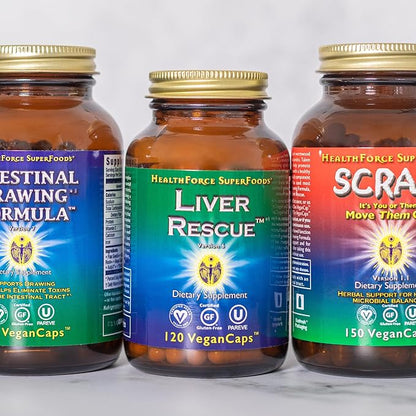 HealthForce SuperFoods Liver Rescue - Natural Liver Cleanse - with Milk Thistle & Dandelion Root - Gluten-Free & Vegan - 120 Capsules (Pack of 3)
