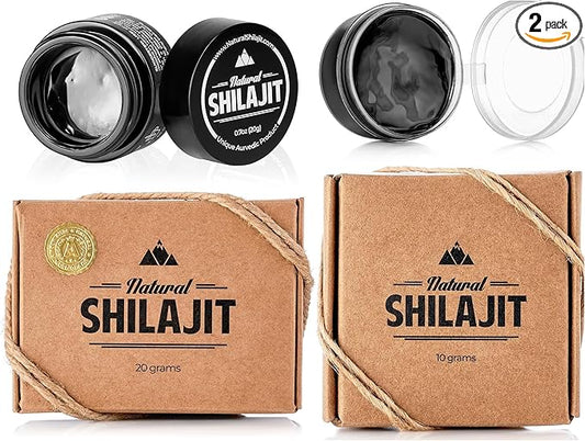 NATURAL SHILAJIT Resin - Shilajit Supplement with Fulvic Acid & Trace Minerals, Plant Based Nutrients for Energy, Immune Support & Vitality - 20 Gram & 10 Gram