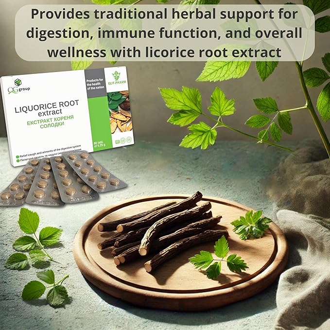 QG group Pure Licorice Root Extract (80 Tablets - 200mg Each) Dietary Supplement for Digestive and Immune Health Support. Liquorice Root Supplement for Men & Women