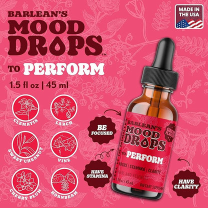 Barlean's Mood Booster Supplement, Perform L Theanine and Shilajit Liquid Drop Supplements for Men and Women, Adaptogen Herbs Drops, 1.5 oz