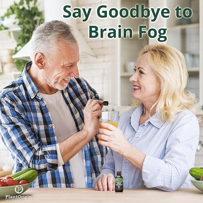 Premium Brain Nootropic Drops |Memory Focus & Concentration | Ashwagandha Ginseng & Ginkgo Biloba | USDA Organic Vegan & Non GMO | Gluten Free 30 Servings 2 OZ