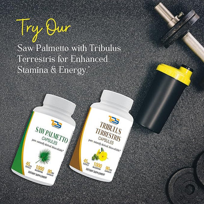 Tribulus Terrestris Extract Capsules 1000mg per Serving |90 Veg Capsules, 45 Days Supply|40% Saponins