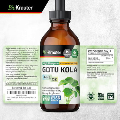 BIO KRAUTER Gotu Kola Tincture 4 Fl. Oz. & Bacopa Tincture 4 Fl. Oz.