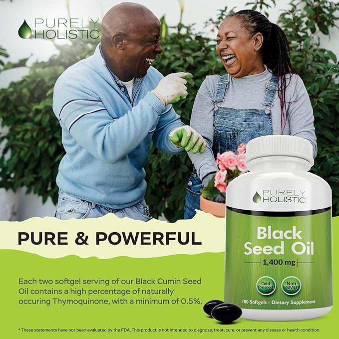 Black Seed Oil Capsules 1400mg, 180 Softgels, 3 Month Supply - Cold Pressed Nigella Sativa, Rich in Omega 6, 9 & TQ, Black Cumin Seed Oil, Immune Support, Joints and Digestion