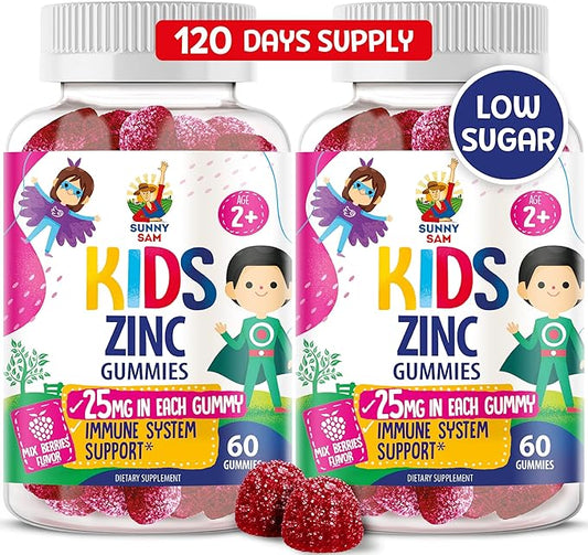 Zinc Gummies for Kids - Chewable Zinc Gummy Supplement for Children Immune Support - Low Sugar Natural Antioxidant Non-GMO Vitamin Chewables for Toddlers & Teens