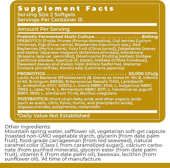 Premier Research Labs Probiotic Caps - Pre-, Pro-, and Post-Biotics - for Healthy Gut, Digestive Health & Immune Support - Beneficial Bacteria - 30 Vegetarian Softgels