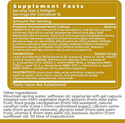 Premier Research Labs Probiotic Caps - Pre-, Pro-, and Post-Biotics - for Healthy Gut, Digestive Health & Immune Support - Beneficial Bacteria - 30 Vegetarian Softgels