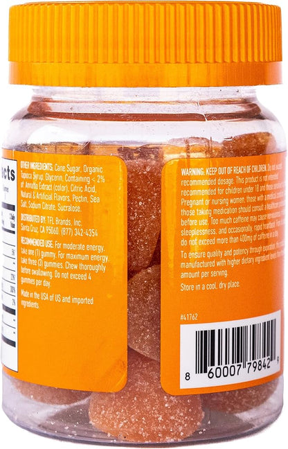 Energy Gummies, 1125 mg of Plant-Based Caffeine Chews per Bottle, Long Lasting Energy Boosters, Valencia Orange (15ct)