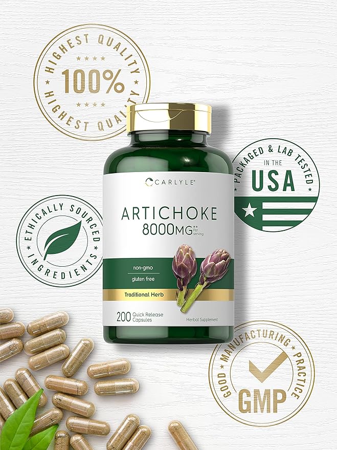 Carlyle Artichoke Leaf Extract 8000mg | 200 Capsules | Non-GMO & Gluten Free Herbal Supplement