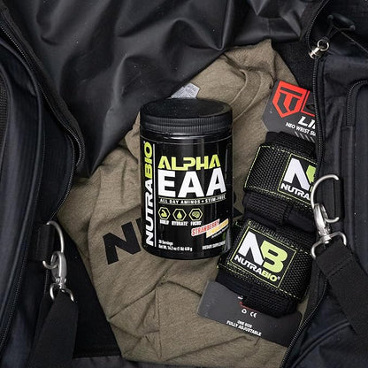 NutraBio Alpha EAA - All-Day Amino Acids for Muscle Growth - Essential Amino Acids - Full Spectrum EAA BCAA Powder- Amino Acid Supplement - 30 Servings - Strawberry Lemon