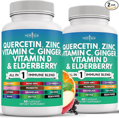 Quercetin Zinc Vitamin C Vitamin D Bromelain Elderberry -Nettle Supplement with Artemisinin, Sea Moss, Echinacea - 120 Count