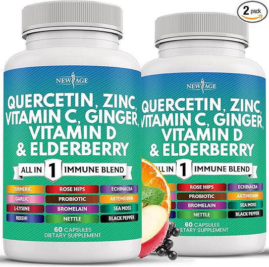 Quercetin Zinc Vitamin C Vitamin D Bromelain Elderberry -Nettle Supplement with Artemisinin, Sea Moss, Echinacea - 120 Count