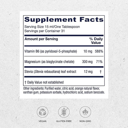 Vitanica Magnesium Tonic - Brain Health Supplement with Vitamin B6 - Liquid Magnesium Supplement, Brain Health, Muscle Support & Heart Health - Pro Logo - Orange, 16 Fl Oz