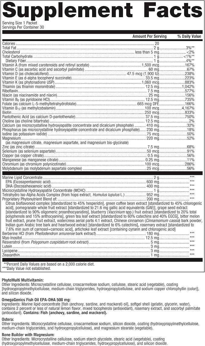 Metagenics Wellness Essentials Women's Prime Daily Packs - Menopause Support* - Daily Multivitamin Packets - Womens Multivitamins - Bone Density Support* - Omega-3 Fatty Acids - Non-GMO - 30 Packets