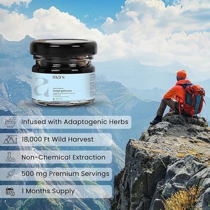 mars by GHC Pure Himalayan Shilajit Gold (Resin) Powered with Shilajit and Surgemax - 20g - Pack of 1 | Pure Organic Shilajit Resin sourced from Himalayas