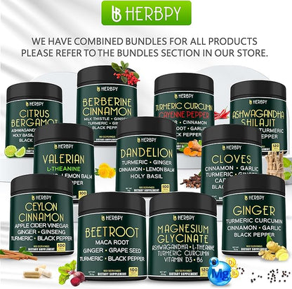 Bundle 7in1 Berberine HCl 97% 120 Count & 4in1 Cardamom Capsules 100 Count - Support Immune, Digestion, Heart Health, and Natural Wellness