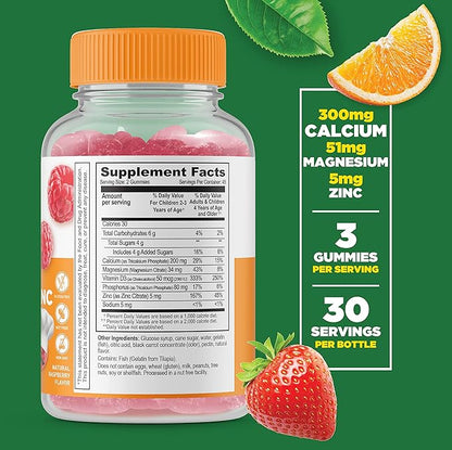 Lifeable Zinc 25mg Kids + Calcium Magnesium & Zinc Kids, Gummies Bundle - Great Tasting, Vitamin Supplement, Gluten Free, GMO Free, Chewable Gummy