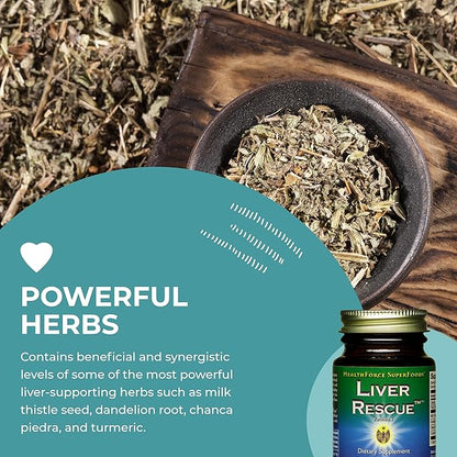 HealthForce SuperFoods Liver Rescue - Natural Liver Cleanse - with Milk Thistle & Dandelion Root - Gluten-Free & Vegan - 30 Capsules