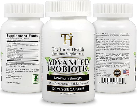 PROBIOTIC Supplement 5.75 Billion Organisms-Bacillus Subtilis Bifidobacterium Longum L.Acidophilus L.Rhamnosus L.Plantarum-120 Caps