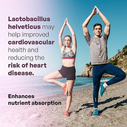 L-Helveticus Probiotic Bacteria with 25 Billion CFU for Women & Men, Helps Digestion, Nutrient Absorption and Fight Bad Bacterias - 60 Veggie Capsules