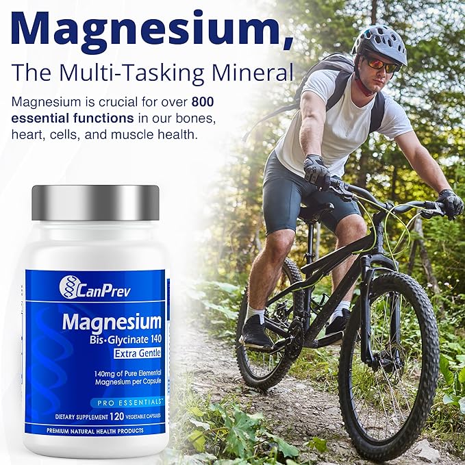 CanPrev Magnesium BisGlycinate Extra Gentle 140mg, 120 v-Caps 120-Day Supply - Pure Elemental Magnesium Supplement, Support Bone & Muscle Function, Gentle on Stomach, Perfect for Daily Magnesium Needs