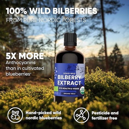 Wild Bilberry Extract for Eyes USDA Organic 3.4oz Blackcurrant Powder Bundle Freeze Dried Black Currant Extract for Smoothies