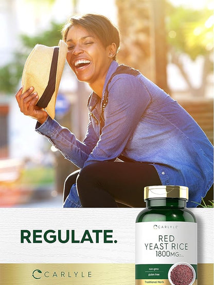 Carlyle Red Yeast Rice | 250 Capsules | Non-GMO, Gluten Free Supplement