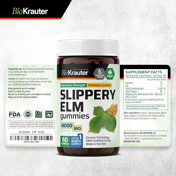 BIO KRAUTER Goldenseal 100 Capsules & Slippery Elm 60 Gummies