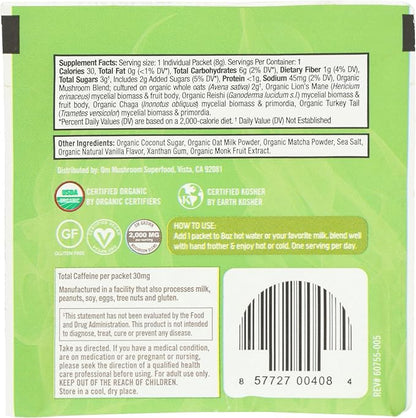 Om Mushroom Superfood Organic Mushroom Matcha Latte Blend, 0.28 OZ
