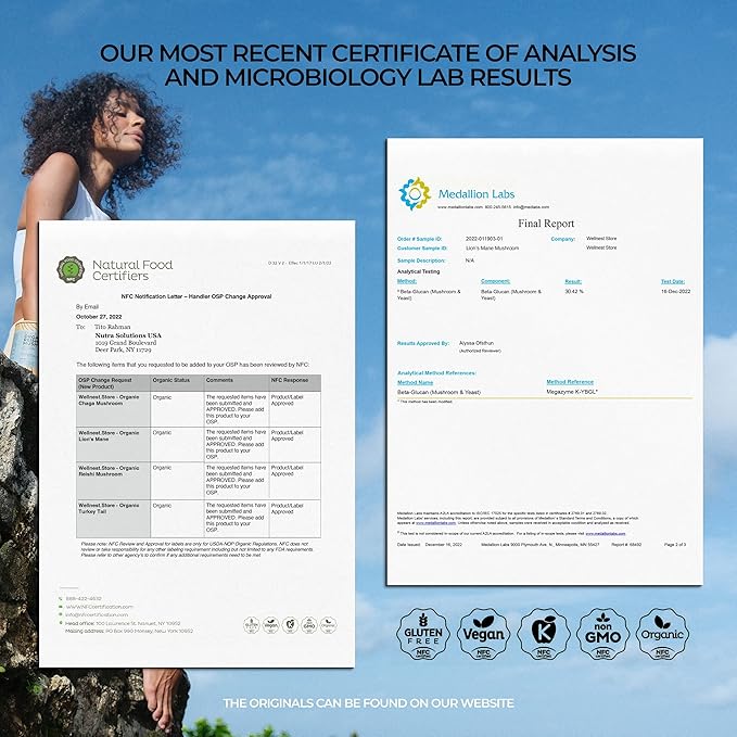 Lions Mane Mushroom Organic Supplement (Hericium Extract) 200 Veggie Caps - Immune Support Supplement; Improve Cognitive Function + Promote Vitality, Protect Nerve Cells