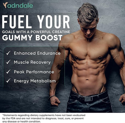Creatine Monohydrate Gummies for Men & Women – 5000mg per Serving Creatine Supplement with Beta-Alanine, L-Citrulline & B12 – Supports Strength, Energy, and Recovery – 75 Vegan Gummies. Sugar-Free