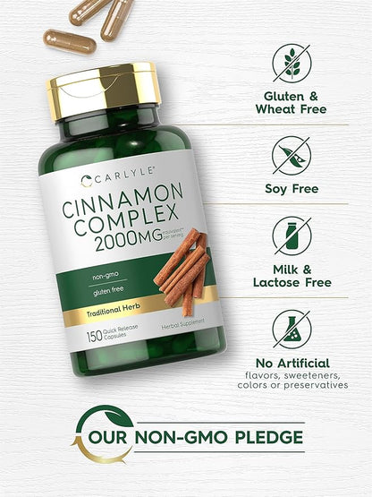 Carlyle Ceylon Cinnamon Complex with Gymnema and Mulberry | 150 Capsules | Non-GMO, Gluten Free Supplement
