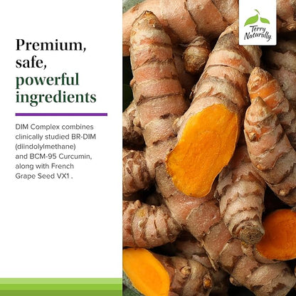 Terry Naturally DIM Complex - Dietary Supplement with BCM-95 Curcumin - Supplement to Support Healthy Hormone Balance, Liver Health & Menopause Symptom Relief - 30 Capsules, 2 Pack (60 Capsules)