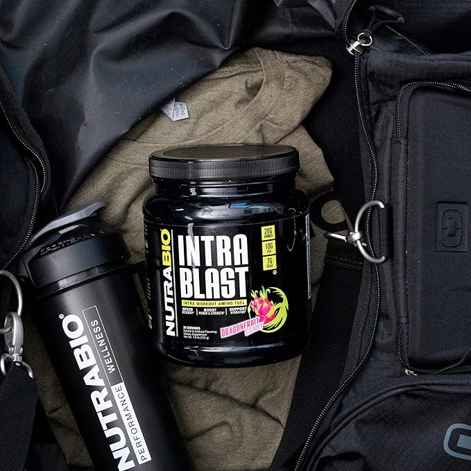 NutraBio Intra Blast Bcaa Powder Amino Acid Supplement, Electrolyte & Hydration Blend, Intra, Pre Workout & Muscle Recovery, 20g Eaa Amino Acids Powder, 5g Glutamine- Dragonfruit Candy, 30 Serving