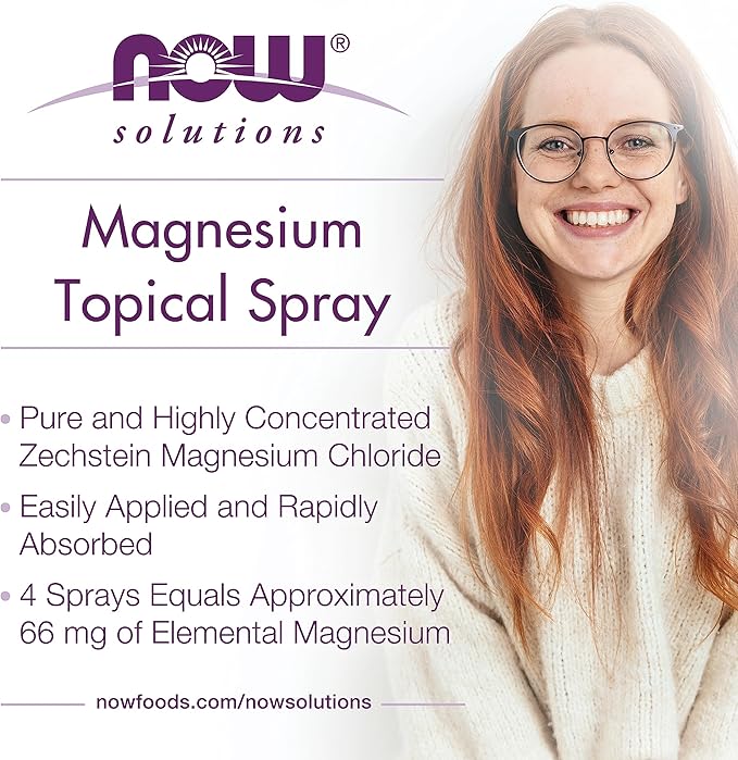 NOW Solutions, Magnesium Topical Spray, from The Ancient Zechstein Seabed, Highly Concentrated, 8 Fl Oz (Pack of 2)