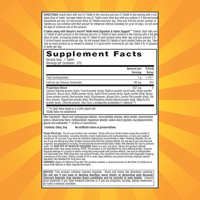 Nature's Secret Multi-Herb Colon Cleanse, 275 Tab