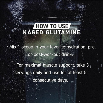Kaged Muscle, L-Glutamine Powder 500 Gram, Vegan, Support Muscle Recovery, Post Workout, Glutamine, Banned-Substance Free, Unflavored, 100 Servings