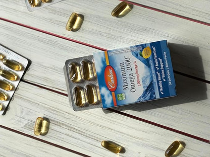 Carlson - Maximum Omega 2000 Grab + Go Packs, 2000 mg Omega-3s, Wild-Caught, Norwegian Fish Oil Supplement, Sustainably Sourced Fish Oil Capsules, Lemon, 30 Softgel Pack
