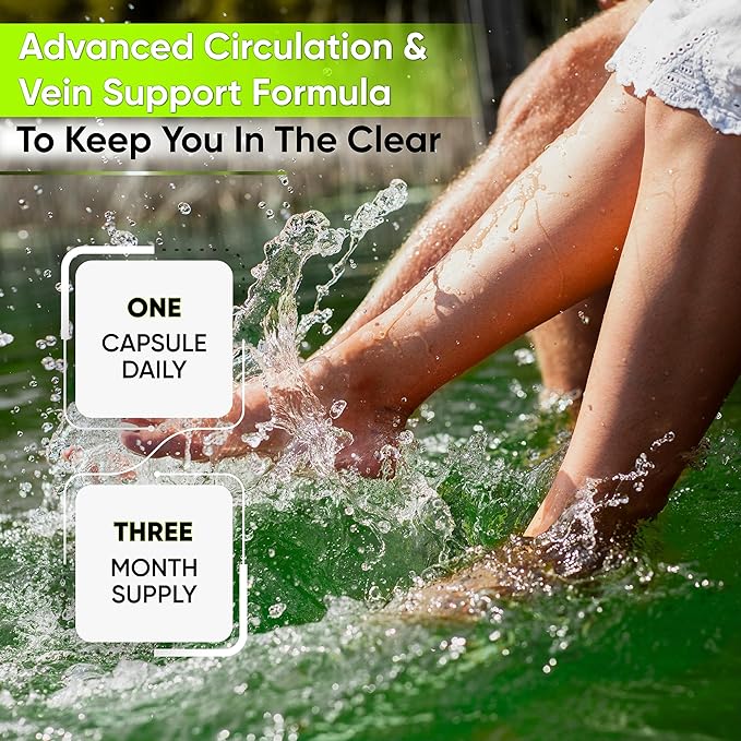 Best Blood Circulation Supplements and Vein Support-Blood Flow, Leg Circulation, Heart Health, and Varicose Veins.with Butcher's Broom, and Diosmin.Helps Reduce Swelling & Discomfort in Legs.90 Caps.