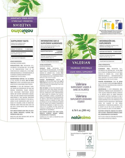 Naturalma Valerian (Valariana officinalis) Root Alcohol-Free Tincture - 6.76 fl oz Liquid Extract in Drops - Herbal Supplement - Vegan