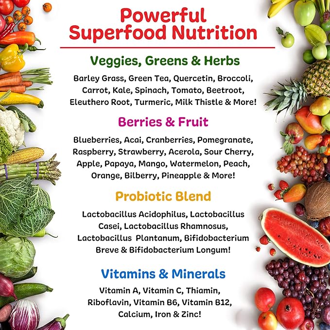 Ruby Reds | Delicious Reds Powder Fruit & Vegetable Supplement with Potent Vitamins, Minerals, Enzymes, Herbs, Nutrients and Probiotics for Overall Health 11 oz. (30 Servings)