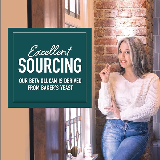 Beta Glucan Supplement 1100mg for Immunity, Skin & Gut Support | 1,3D & 1,6 Beta Glucans Extra Strength Formula | 85% Concentrated & Over 500mg Per Capsule | Non-GMO, Vegan, Gluten-Free 60ct