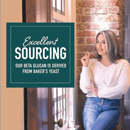 Beta Glucan Supplement 1100mg for Immunity, Skin & Gut Support | 1,3D & 1,6 Beta Glucans Extra Strength Formula | 85% Concentrated & Over 500mg Per Capsule | Non-GMO, Vegan, Gluten-Free 60ct