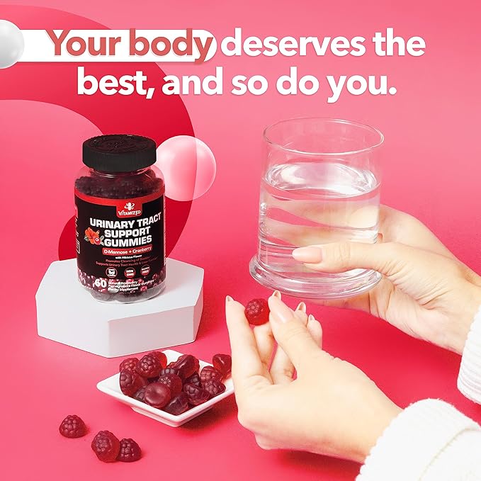 Potent Cranberry Gummies 1500mg with D Mannose - Urinary Tract Health for Women & Men, Urinary Flush & Bladder Fast-Acting Support Supplements with Hibiscus Powder, 60 Count