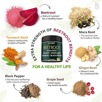 Bundle 5in1 Valerian Root Supplement & 6in1 Beet Root Capsules - Support Restful Night, Heart Health, Digestive and Immune